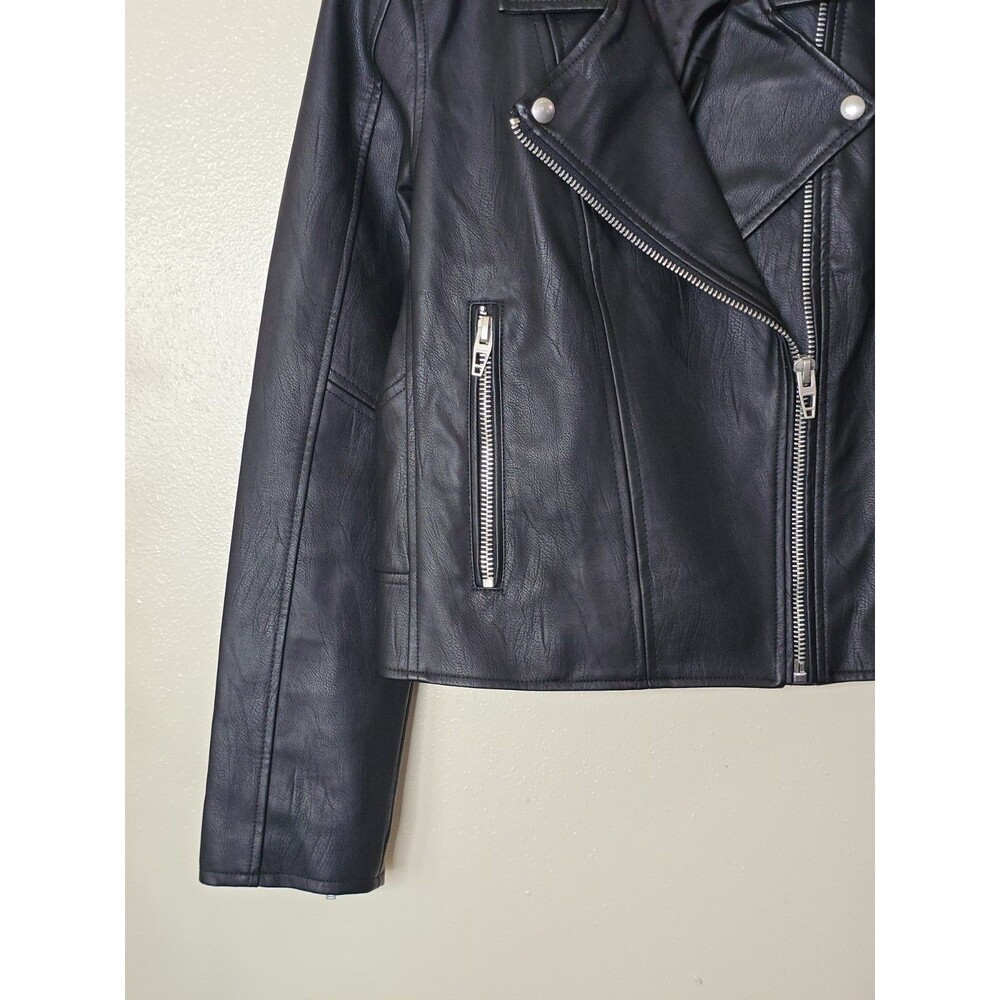 BLANKNYC Meant To Be Moto Jacket Womens L Black Faux Leather No Hood - Picture 5 of 10